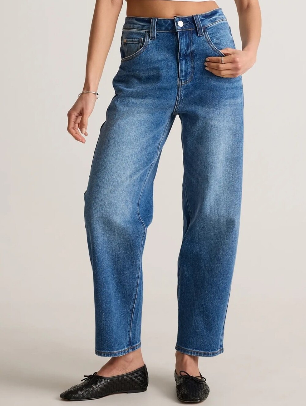 quince bella stretch barrel jeans size 29